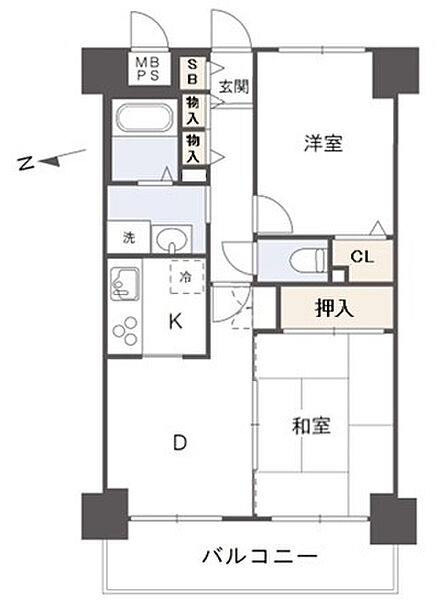 約50？、2DKのコンパクトな間取です。