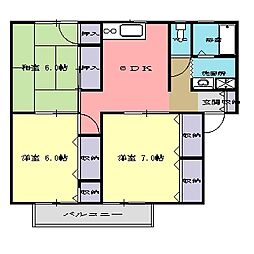 マンションハウス中村II 2階3DKの間取り