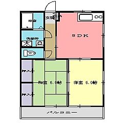 グリーンエスカイア 1階2DKの間取り