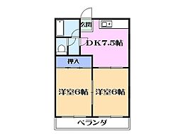 ハイツプリシア 2DKの間取図画像