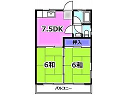 ハイツベルレーヌ 2DKの間取図画像