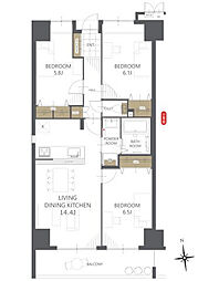アプリア桟橋 3LDKの間取図画像