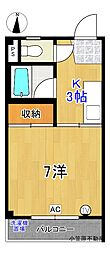 シティーハウス比島 1Kの間取図画像