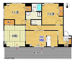 フォブール土佐 3DKの間取図画像