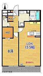ウイル・フォーレストB 1LDKの間取図画像