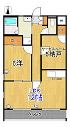 ロイヤル智晴 1SLDKの間取図画像