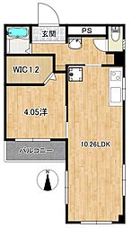 ヴィラ五番街 1LDKの間取図画像