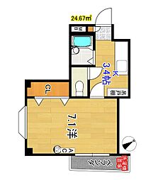ピュア新田町 1Kの間取図画像
