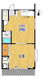 南比島ハイツ 1LDKの間取図画像
