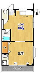 南比島ハイツ 1LDKの間取図画像