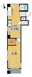 ヴィラ五番街 1LDKの間取図画像