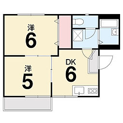 コーポ寺岡 2DKの間取図画像