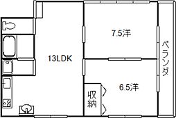 あけぼのハイツ 2LDKの間取図画像