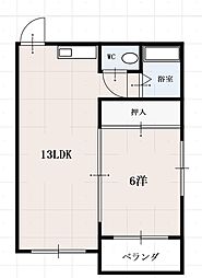 メゾン東邦2 1LDKの間取図画像