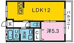 メゾン東邦3 1LDKの間取図画像