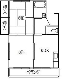 ロイヤルハイツ 2DKの間取図画像