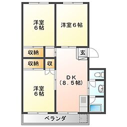 ベルコート七宝台 3DKの間取図画像