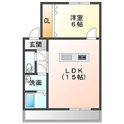 原ビル 1LDKの間取図画像