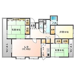 プレジールA 3LDKの間取図画像