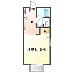シャーメゾン坂井町 2階1Kの間取り