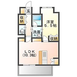 プログレス久保田 1階1LDKの間取り
