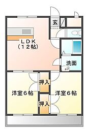 トーケンプロニティ 2LDKの間取図画像