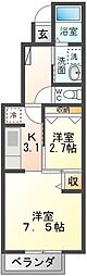 カーサフェリーチェTK-1 1Kの間取図画像