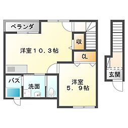 グリーンハイツフジタ 1LDKの間取図画像