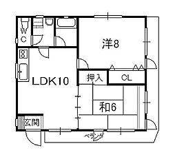 リッツハウス城北 2LDKの間取図画像