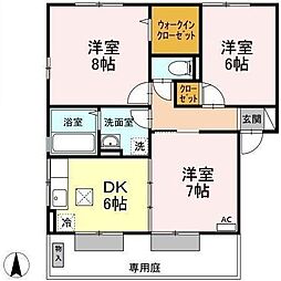 高知市万々 賃貸アパート 3DK 1階3DKの間取り