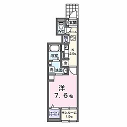 シエロガーデン高知 1階1Kの間取り