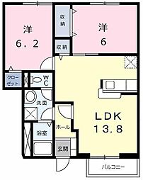 エバーグリーンC 2LDKの間取図画像