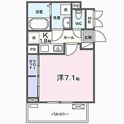 ＪＡＤＡ　Ｈｏｕｓｅ桜井 3階1Kの間取り