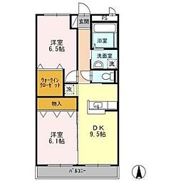 プランドール南久万 2LDKの間取図画像