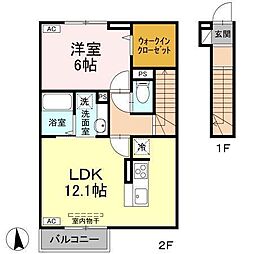 高知市福井町 賃貸新築アパート 1LDK 1LDKの間取図画像