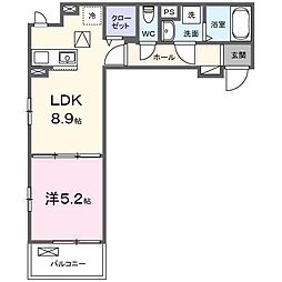 JADA House桜井 1LDKの間取図画像