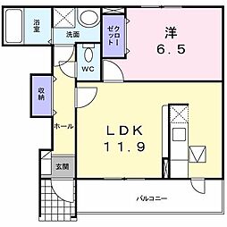アルカンシェルB 1LDKの間取図画像
