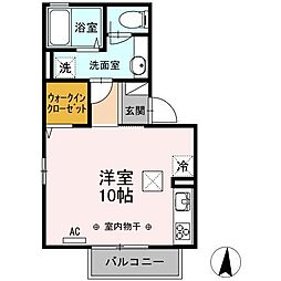 ジュネス2 ワンルームの間取図画像