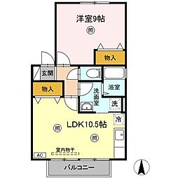 ハイカムール村田 1LDKの間取図画像