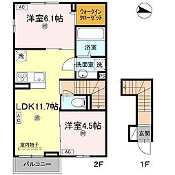 高知市城山町 賃貸新築アパート 1LDK 2LDKの間取図画像