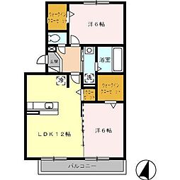 コモド伊勢崎2 2LDKの間取図画像