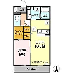 ディアコート・フジ 1LDKの間取図画像