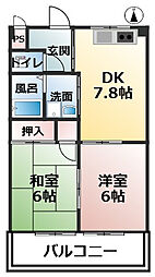 セントラルハイツ 2DKの間取図画像