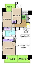 ロイヤルガーデンはりまや通り 3LDKの間取図画像