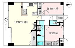 サンクレスタ緑町 2LDKの間取図画像