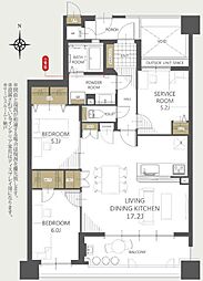 エイルマンション岩崎プレジデンス 2SLDKの間取図画像