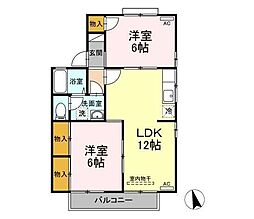 樋之口アベニュー 2LDKの間取図画像