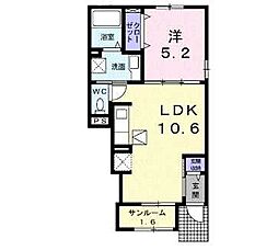 クルールB 1階1LDKの間取り