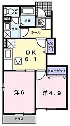 ベル・ミニョンA 2DKの間取図画像