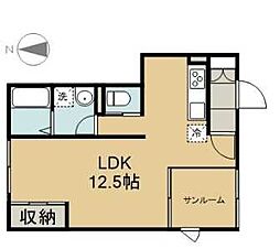 フォンターナB ワンルームの間取図画像